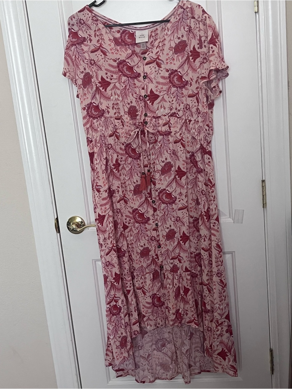 Knox Rose Pink Floral High-Low Button-Front Dress